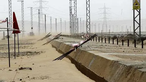 Un tramo del denominado AVE del desierto en Arabia.