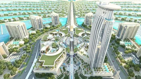 Maqueta del Nakheel Mall con The Palm Tower.