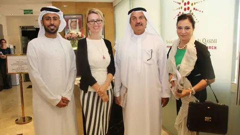 Suqrat bin Bisher, Catherine, Mohamet Ahmad Al Keet y Myriam Kruisheer Ortega, en el transcurso del acto. (EL CORREO)