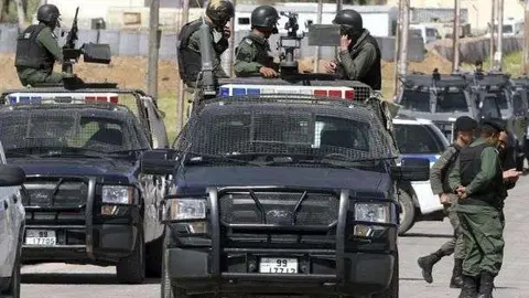 Fuerzas de seguridad jordanas en la frontera de su país con Siria.