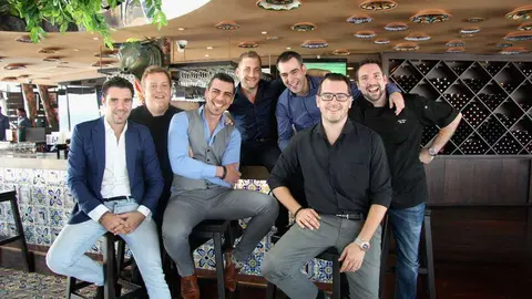 De izquierda a derecha, Borja Vela, Francisco Benedicto, Gastón Fusco, Francisco Valls, Brad Ellis, Marc Ledesma y Miquel Badosa.