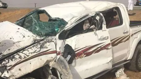 Estado en el que quedó el vehículo tras el accidente en Ras Al Khaimah.
