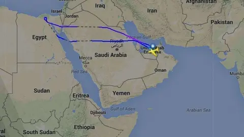 Captura del vuelo EY19 de Etihad Airways del 23 de junio.