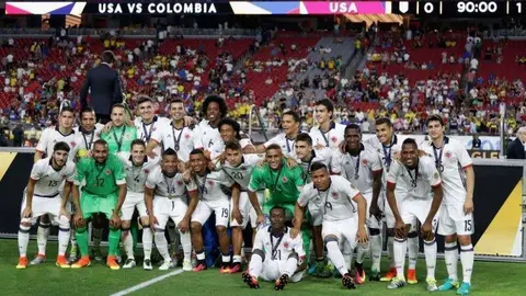 Los jugadores de Colombia tras imponerse a la selección de Estados Unidos.