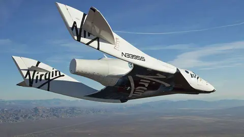 La SS2 durante uno de los vuelos de planeo (Virgin Galactic).