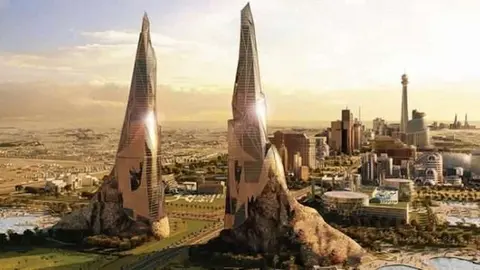 Una recreación virtual del proyecto Bawadi para Dubailand.