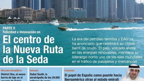 Detalle de la portada de la segunda parte del suplemento especial que MyM Merchan ha publicado sobre Emiratos Árabes en El Economista.