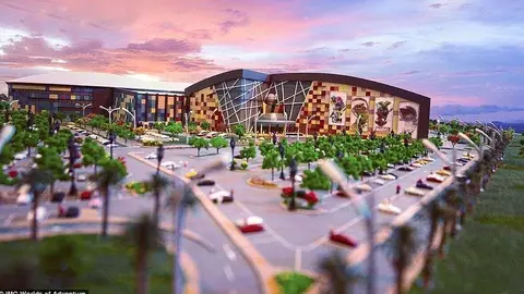 Una imagen del parque temático cubierto de Dubai en la carretera E-311.