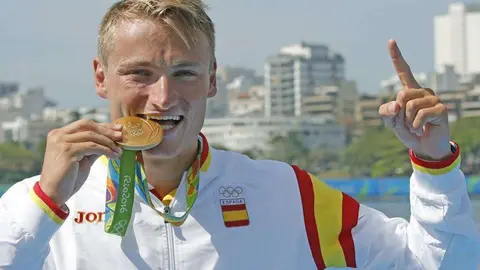 Marcus Cooper Walz, con la medalla de oro conseguida en los Juegos Olímpicos de Río. (Twitter)