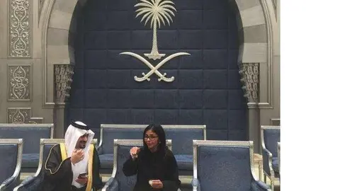 La canciller venezolana durante su reunión en Yedah.