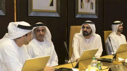 El jeque Mohammed durante la reunión con el Gabinete de EAU.