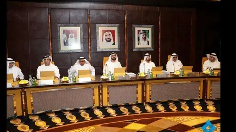 La reunión del Gabinete de EAU celebrada en Abu Dhabi este domingo.