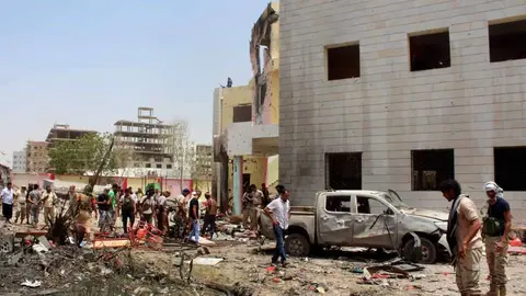 Secuelas de la guerra en una ciudad de Yemen.