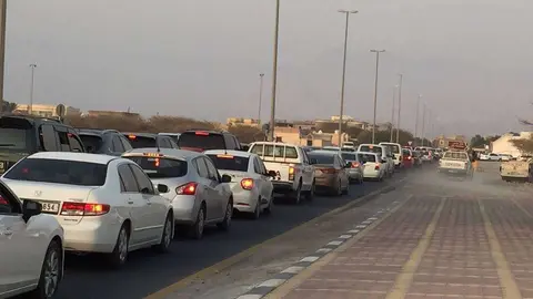 Aspecto que presentaba la carretera que une Ras Al Khaimah con Jebel Jais a través de Al Qusaidat en la tarde del lunes. (EL CORREO)