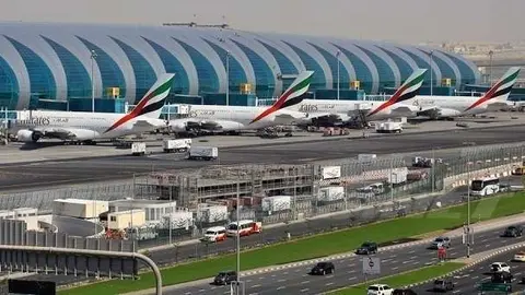 Perspectiva del Aeropuerto Internacional de Dubai. 