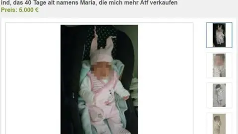 Captura del anuncio de venta de la niña publicado en eBay.