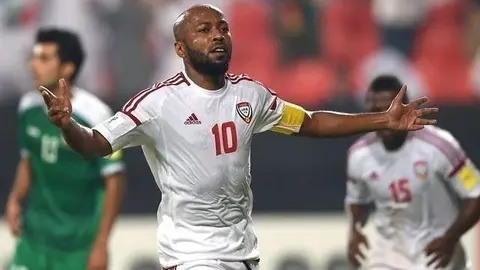 Ismail Matar celebra el segundo gol de EAU, este martes en Abu Dhabi.