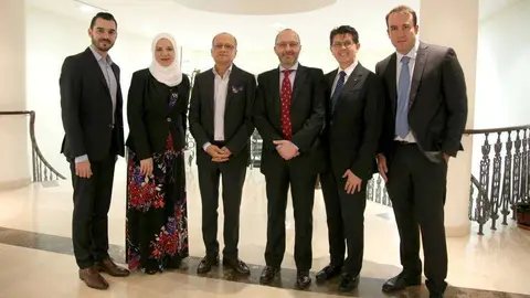 De izquierda a derecha, Alfredo Salgado Claverán, María Gabriela Farias, Lance de Masi, Pedro Blanco, Rafael Arismendy y Ioannis Ramos. (AUD)