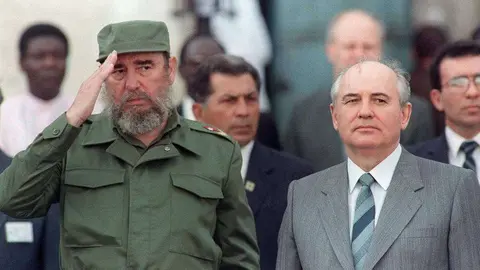 Castro y el expresidente ruso Gorbachov en la Habana en abril de 1989.