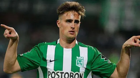 El jugador argentino Ezequiel Rescaldani del Atlético Nacional colombiano.