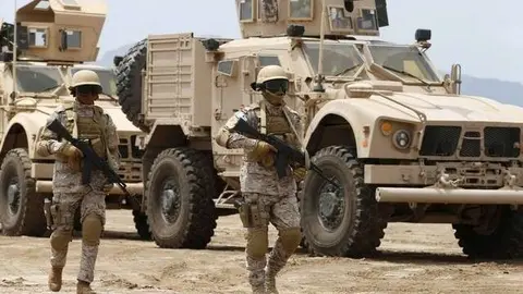 Las tropas de la Coalición Árabe en la ciudad de Adén.