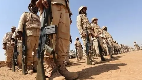 Soldados de Arabia Saudita en la frontera de su país con Yemen.