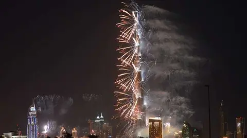 Espectáculo de fuegos artificiales en Dubai.