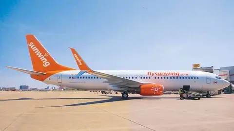 Un avión de la aerolínea Sunwing.