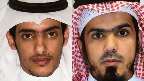 Los dos presuntos terroristas muertos por disparos de las fuerza de seguridad saudíes en Riad. (Saudi Press Agency)
