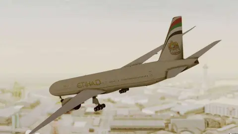 Una imagen de un Boeing 777 de Etihad Airways.