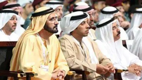 El jeque Mohammed bin Rashid Al Maktoum durante una edición anterior de la Cumbre Mundial de Gobierno.