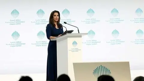La princesa Haya durante su discurso en la Cumbre Mundial de Gobierno.