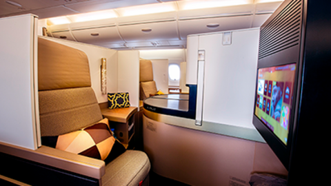 Uno de los business studios del A380 de Etihad.