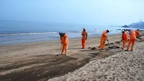 Tareas de limpieza en la playa. (Municipalidad de Dibba)