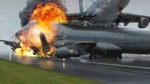 Una recreación del accidente de Los Rodeos en España.