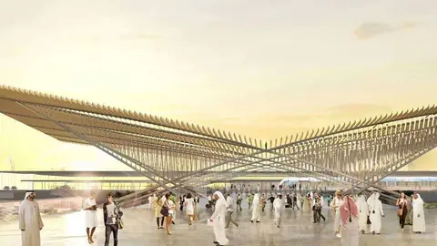 Una maqueta de la estación metro Dubai Expo 2020.