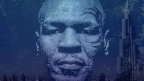 Cartel del lanzamiento en Dubai del nuevo negocio de Mike Tyson.