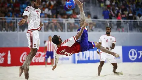 Un momento del encuentro entre Emiratos Árabes y Paraguay.