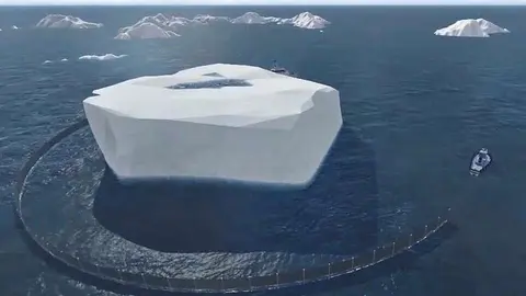 Recreación de cómo sería el transporte del iceberg por el mar. (National Advisor Bureau Limited)