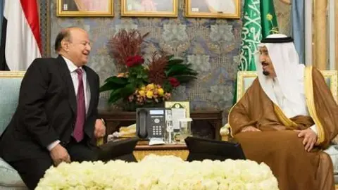 El presidente de Yemen junto al rey de Arabia Saudita.