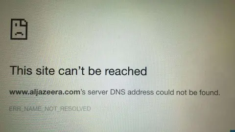 Mensaje de alerta tras intentar acceder a la página web de Al Jazeera en EAU este jueves. (E.C.)