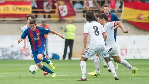 Partido en el Reino de León entre la Cultural Leonesa y el Barça B. (@FCBmasia)