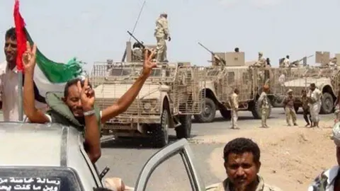 Militares en la ciudad de Taiz en Yemen.