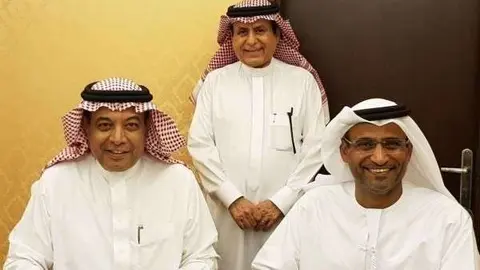Los directores generales de las Autoridades de Aviación de Emiratos y Arabia, durante su última reunión. (WAM)
