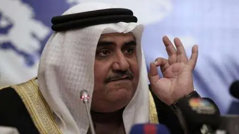 El jeque Khaled bin Ahmed al-Khalifa, ministro de Asuntos Exteriores de Bahréin.
