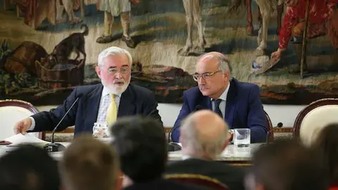 Dario Villanueva, director de la RAE, durante su conferencia en el Centro de Estudios Políticos y Constitucionales (RAE).