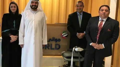De izquierda a derecha, Fadwa Mohamed, Mohamed Al Muallen -representante de DP World-, Ernesto Roca y Mario Vallejo. (Cedida)