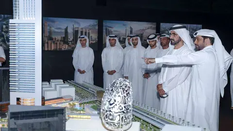 El gobernador de Dubai durante la presentación del nuevo proyecto en el DIFC.