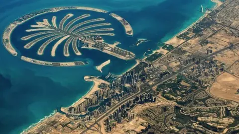 Una imagen aérea de La Palmera de Dubai. 