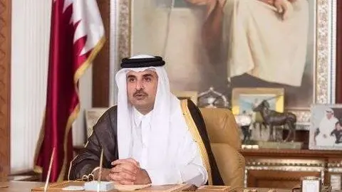 En la imagen de Reuters, el emir de Qatar durante su discurso televisado de este viernes.